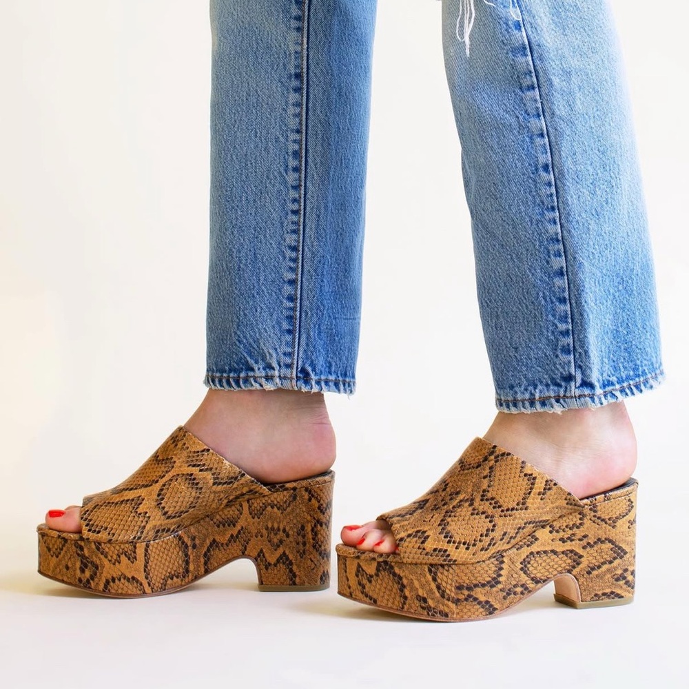 Charlotte Stone Ellery Snake Platform Mules